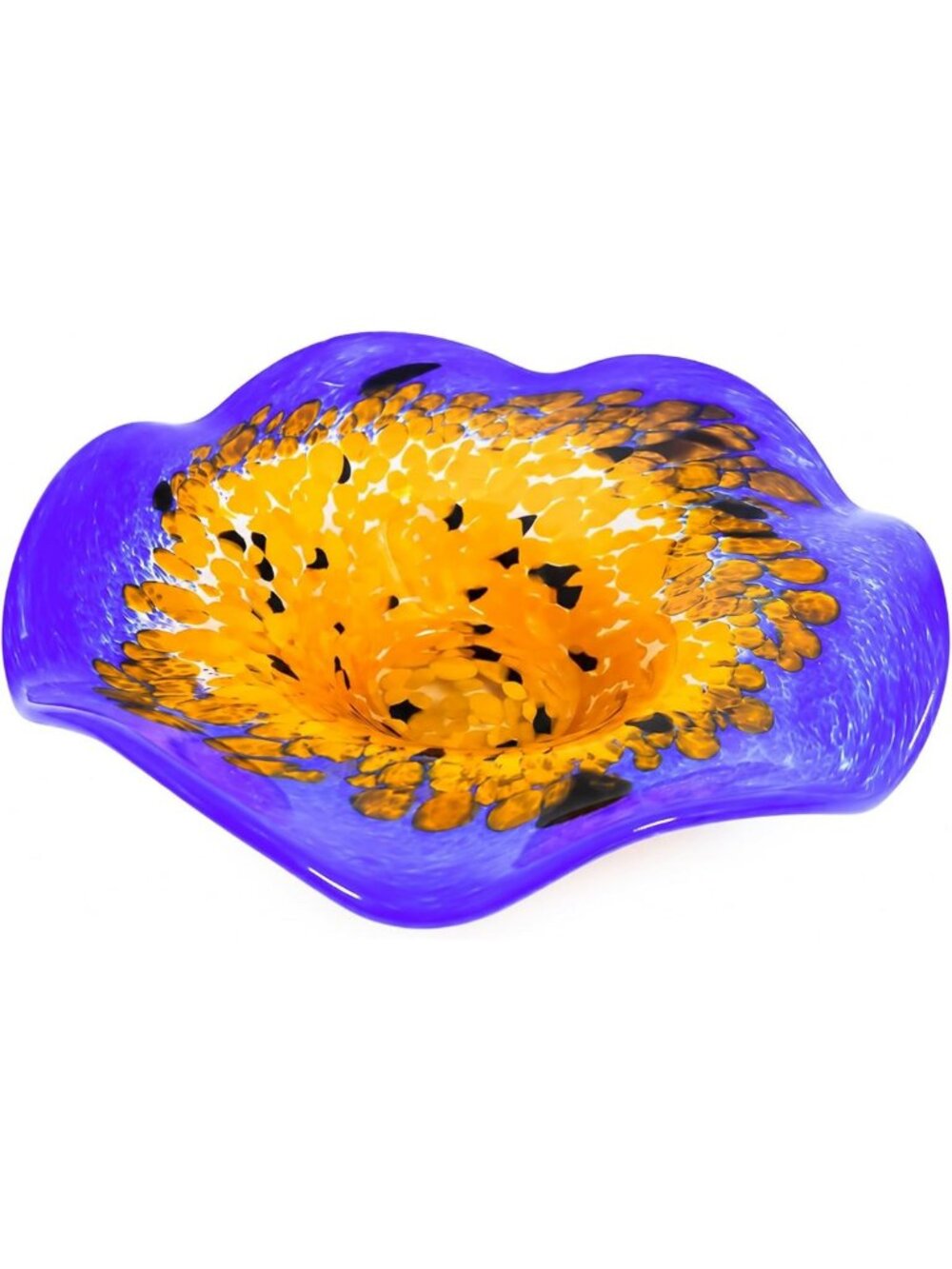 10” Hand Blown Murano Glass Bowl - Large Decorative Fruit Display Centerpiece